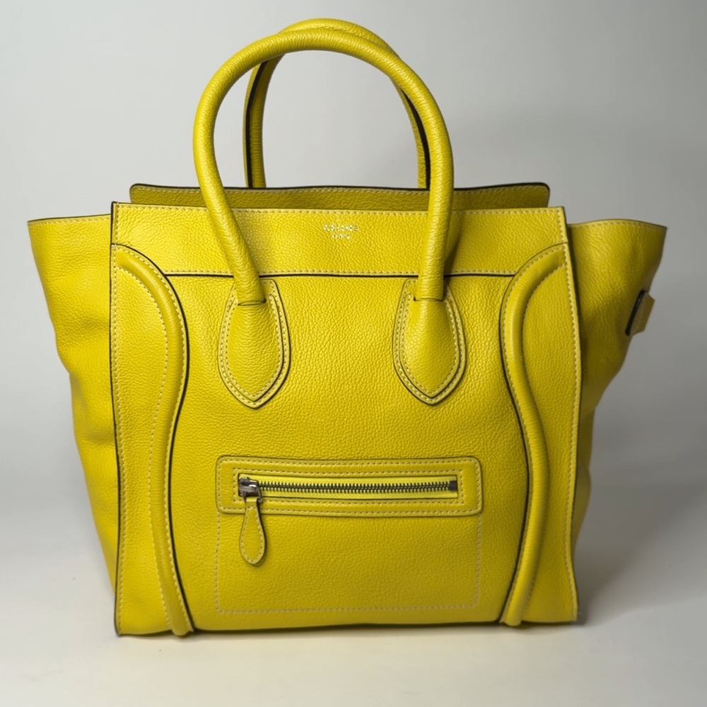 Celine Luggage Calfskin Vibrant Yellow Tote Bag